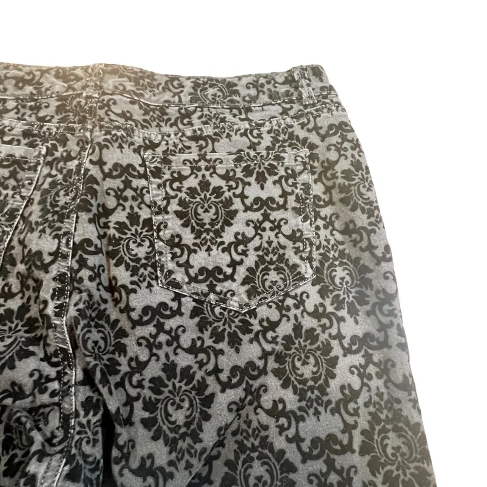 Charter Club Straight Leg Lexington Pants Black Velvet Damask Pattern Size 12